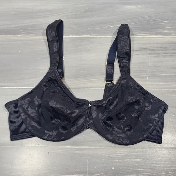 Vintage Sears Bra Underwire Black Floral 38C - Picture 1 of 9